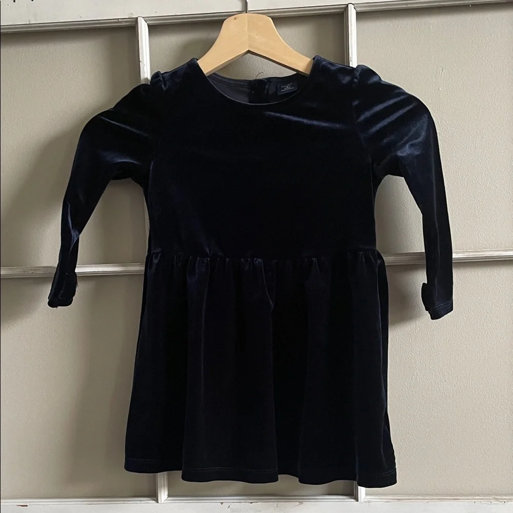 GAP Girls Navy Velvet Long Sleeve Formal Dress